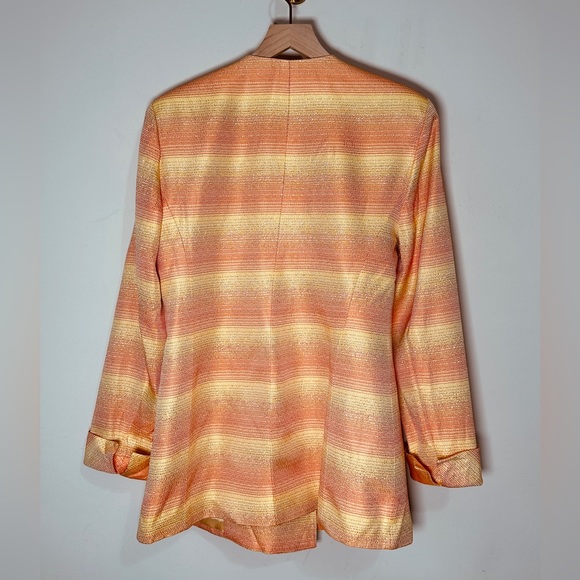 Vintage Yellow, Orange & Gold Metallic Blazer Jacket By Caramia Size 8 - Picture 9 of 14